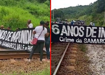 Pescadores profissionais fecham a linha férrea da Vale em protesto contra o corte do AFE