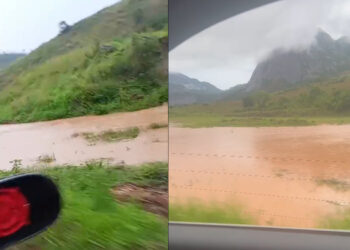 Chuva enche córregos no interior e continua até domingo na região de Baixo Guandu