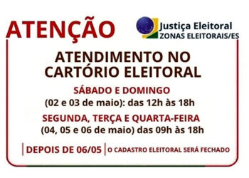 Eleição/2026: Cartório Eleitoral faz plantão em Baixo Guandu sábado e domingo