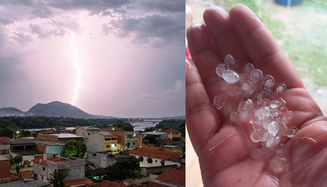 Chuva, ventania e granizo assustam Baixo Guandu em pleno agosto
