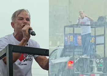 Debaixo de chuva e no bloco do “eu sozinho”, Sérgio Meneguelli luta por uma das duas vagas no Senado
