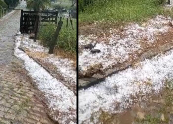 Chuva de granizo em vários pontos de Baixo Guandu causa curiosidade, mas sem prejuízos